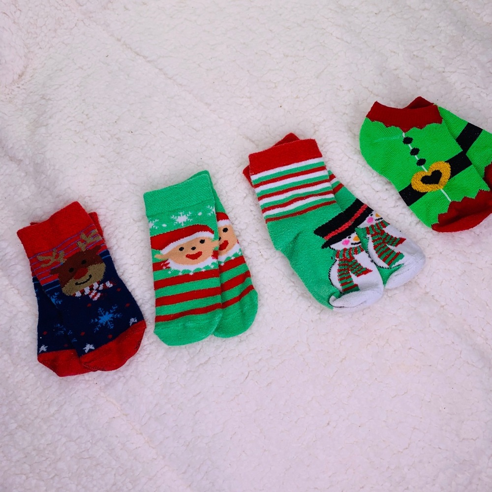 LOT of 4 Baby Christmas Socks